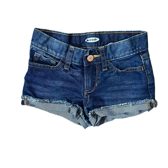 Old Navy Girls Shorts Size 6 Cuffed Frayed Medium Wash Blue Denim Kids Bottoms - Picture 1 of 3